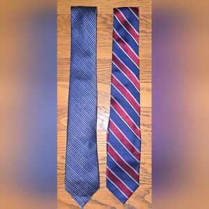 Jos. A. Bank Two Blue Red 100% Silk 1905 Collection Ties